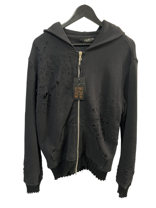AMIRI - Distressed zip-up sweat-shirt